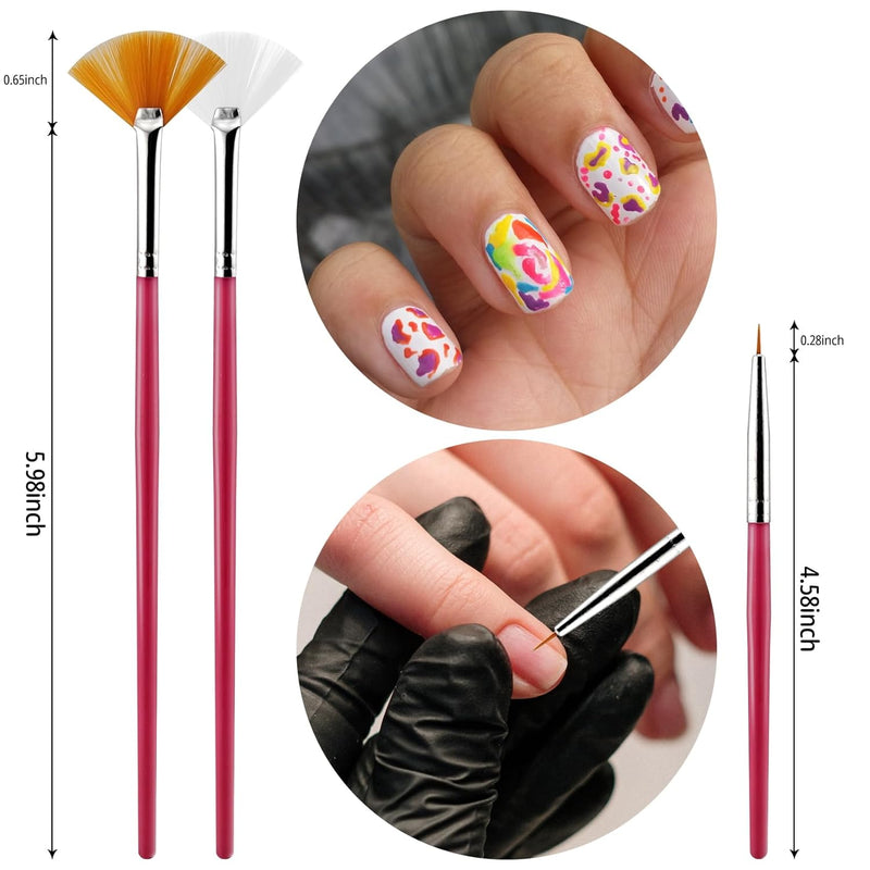 Set of 15 Nail Art Brushes, Professional Nail Art Pens for Painting Nails, 7.9 Inches Length Acrylic Nail Painting Brushes for DIY   Dotting Tool