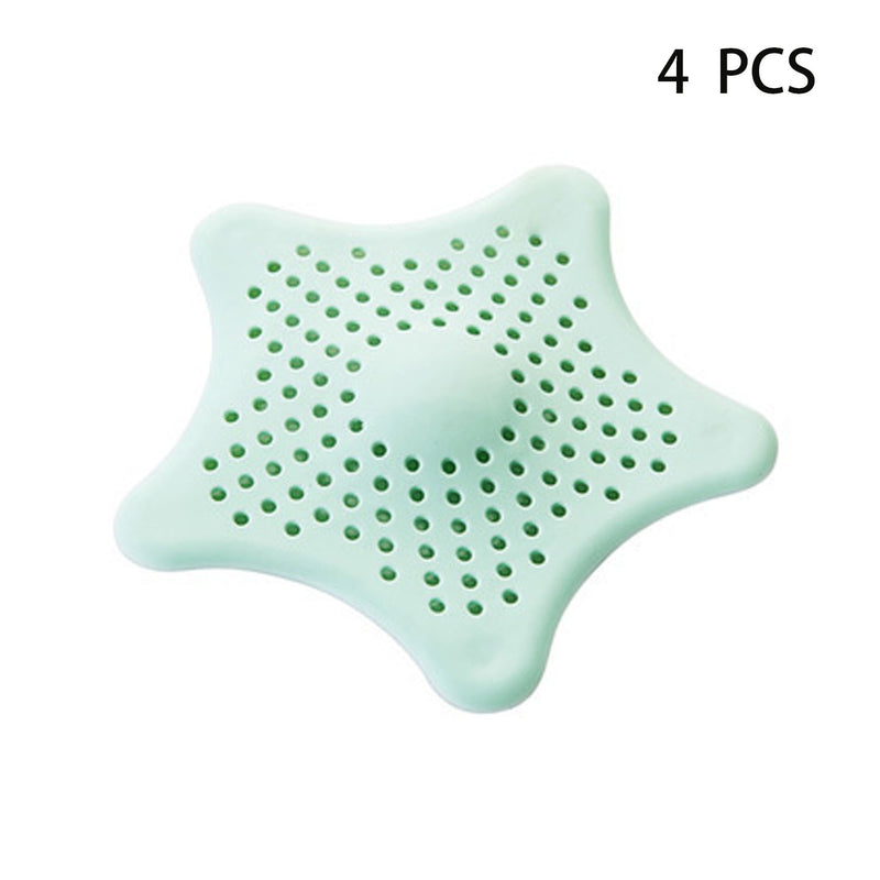 5PCS, Shower Drain Hair Catcher, Sink Drain Strainer, Starfish Shape Silicone Shower Drain Cover for Bathroom Shower and Kitchen Sink