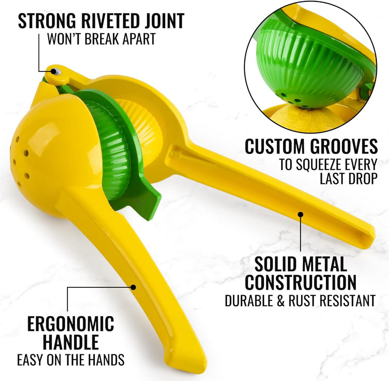 2 in 1 Double Layers Lemon Squeezer, Orange Juicer Squeezer, Easy to Operate Manual Juicer, Yellow