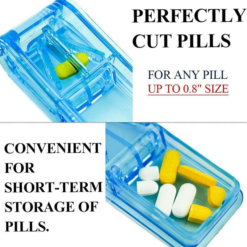 2 PCS, Pill Cutter，Pill Cutter Splitter for Small and Tiny Pills，Portable Pill Contain with Blade，For Any Pill Up To 0.8" Size