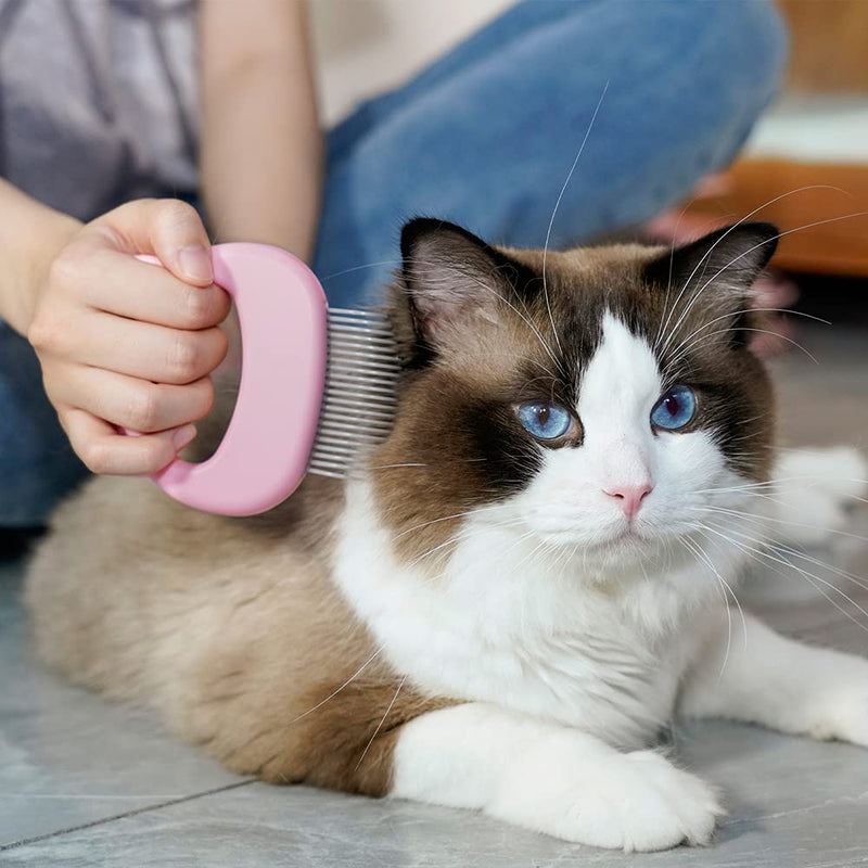 Cat Comb, Pet Hair Removal Tool for Short Hair and Long Hair, Cat Brush Dog Brush Removing Shedding Hair, Cat Face Shape