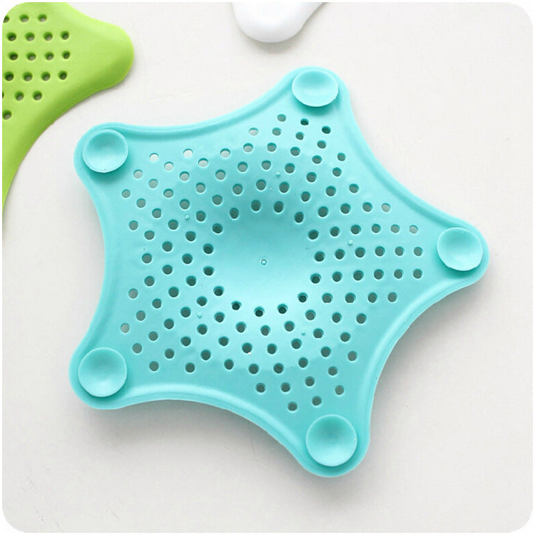 5PCS, Shower Drain Hair Catcher, Sink Drain Strainer, Starfish Shape Silicone Shower Drain Cover for Bathroom Shower and Kitchen Sink