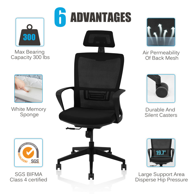 Ergonomic Mesh Office Chair, High Back Task Chair, Home Desk Computer Game Chair