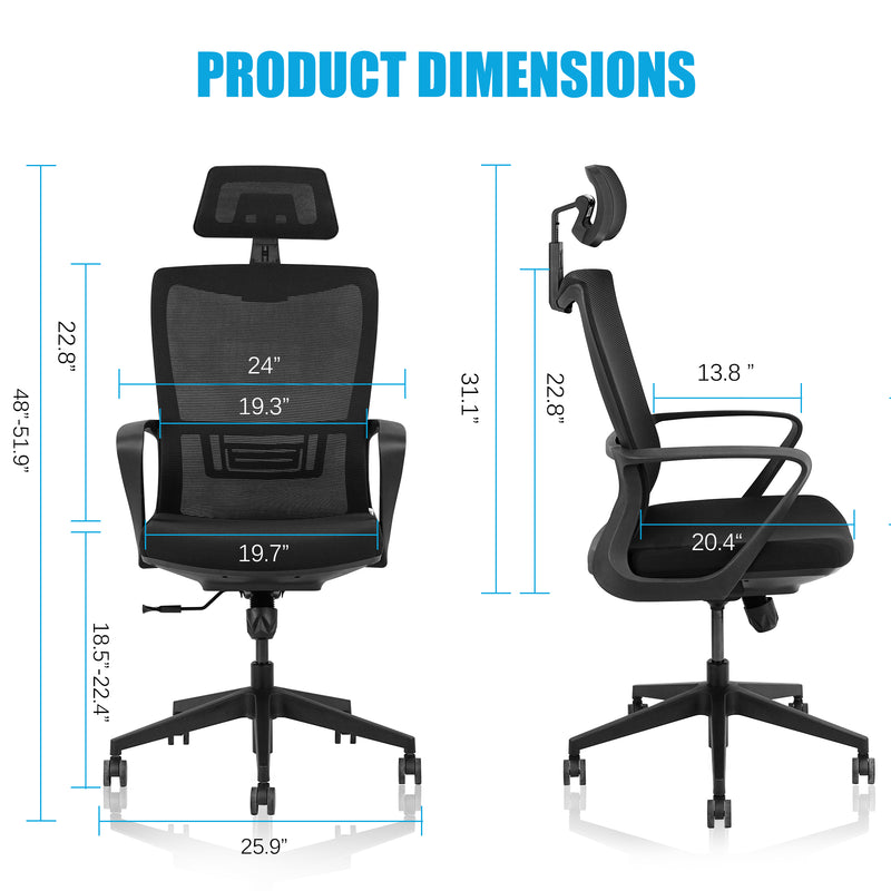 Ergonomic Mesh Office Chair, High Back Task Chair, Home Desk Computer Game Chair