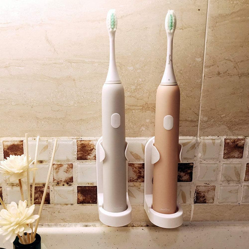 Electric Toothbrush Holder，Toothbrush Holders for Bathrooms, Nail-Free Adhesive Wall Hanging, 4 Pcs White