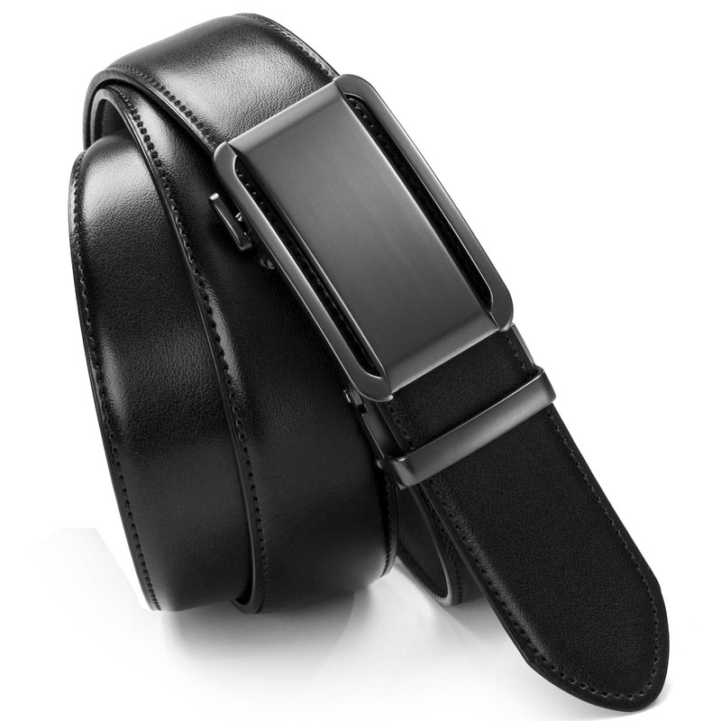 Men's Belt, KM Legend Leather Ratchet Dress Belt for Men, Jeans Belt with Adjustable Buckle, 44” to 46” Trim to Fit for Your Size