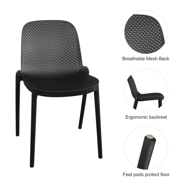 Modern Indoor/Outdoor Patio Dining Chair - Durable Polypropylene, Weather-Resistant Design