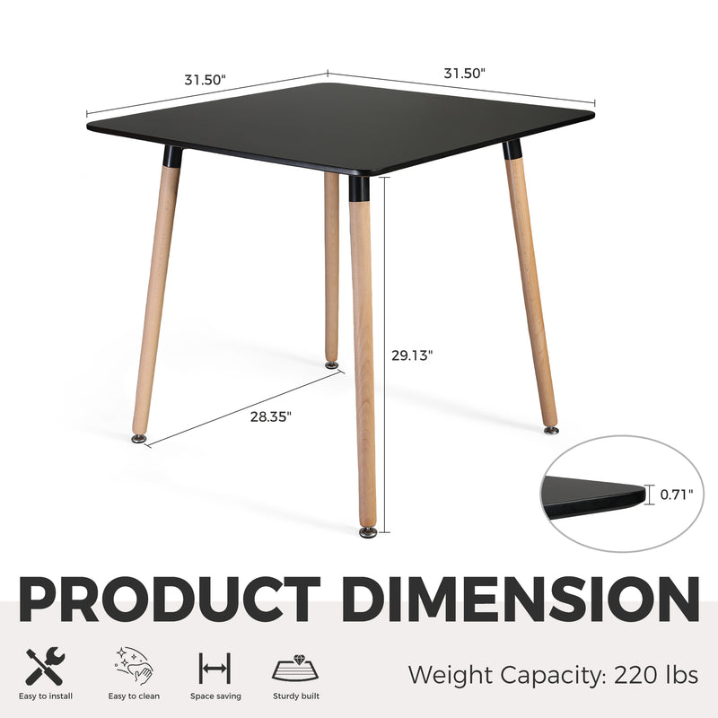 Solid wood dining table, Modern square bar table, Mid-century square dining table, Small dining table for Kitchen Dining Room & Living Room