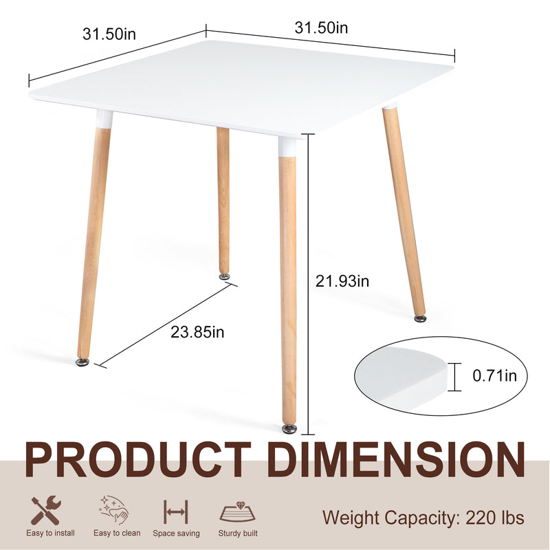 Solid wood dining table, Modern square bar table, Mid-century square dining table, Small dining table for Kitchen Dining Room & Living Room