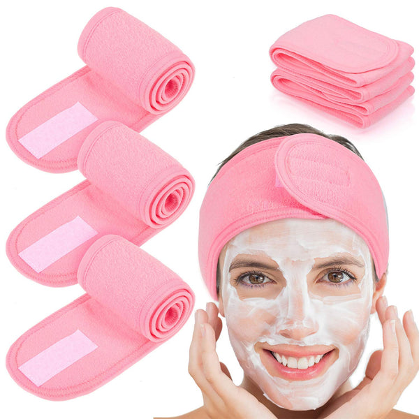 4 PCS Fashionable Headbands for Women, Soft Adjustable Facial Spa Headband With Magic Tape，Suitable for Washing Face, Running, Bathing, Yoga, Multiple Colors Women Headbands