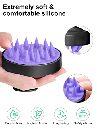 Gifts for Mom Hair Shampoo Brush, Scalp Care Hair Brush with Soft Silicone Scalp Massager Mothers Day Gifts from Daughter, Mom Gifts(Black-Purple))