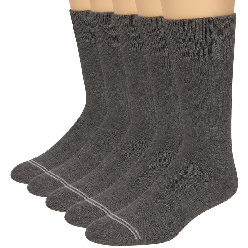 Men's Socks, Dress Socks, Classic Dress Socks Gray, Men's Double Crew Socks, Men's Crew Work Outdoor Socks, Moisture Wicking Cotton Blend(5 Pack)