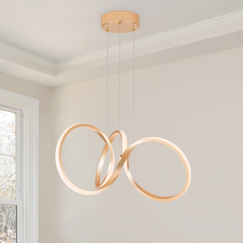 Modern LED Chandeliers, 3000K Dimmable Curved Irregular Ring Ceiling Light, Circular Pendant Light Fixture, Contemporary Hanging Lamp for Dining Room, Living Room, Bedroom, Kitchen Island and Entryway (Gold)