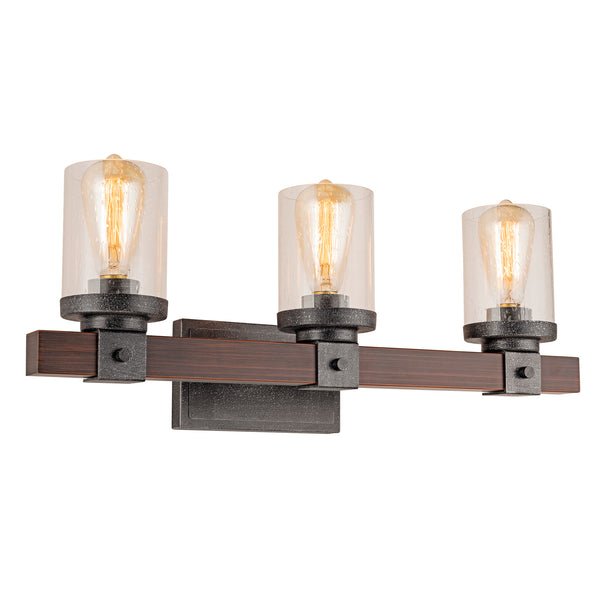 Vintage 3 Light Wall Lights, Industrial Wall Lights for Bedroom, Farmhouse Porch Wall Lamp, Indoor Wall Sconces with Glass Shade, Modern Wall Light Fixtures for Mirror Hallway Kitchen Living Room