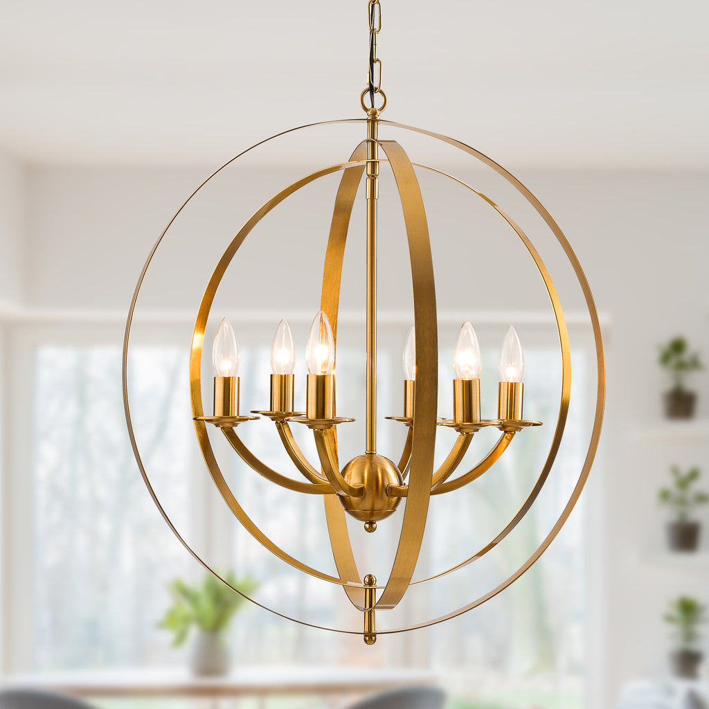 Gold orb pendant deals light