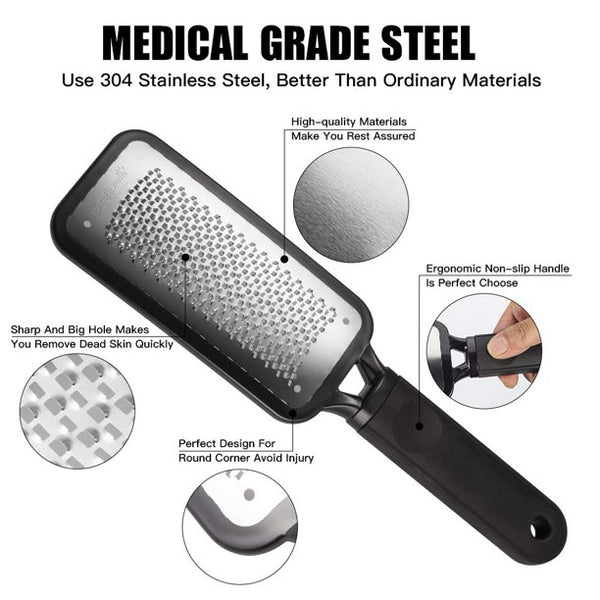 Foot rasp Foot File and Callus Remover,Best Foot Care Pedicure Metal Surface Tool to Remove Hard Skin, Wet and Dry feet, Surgical Grade Stainless Steel File