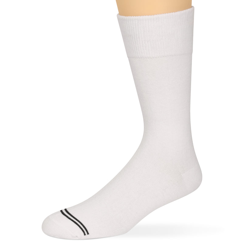 Men's Socks, Dress Socks, Classic Dress Socks White, Men's Double Crew Socks, Men's Crew Work Outdoor Socks, Moisture Wicking Cotton Blend(5 Pack)