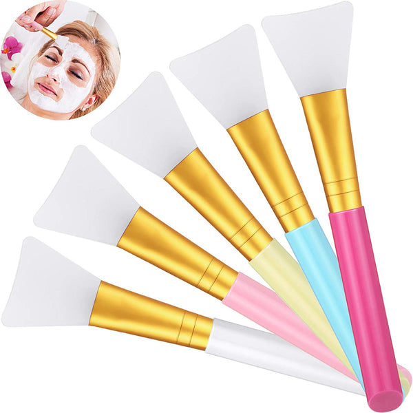 5 Pieces Silicone Face Mask Brushes, Soft Silicone Facial Mud Applicator, Clay Tools Face Mask Beauty Tools for Sleeping Mask, Mud Mask, Hairless Body Lotion and Body Butter, 5 Colors