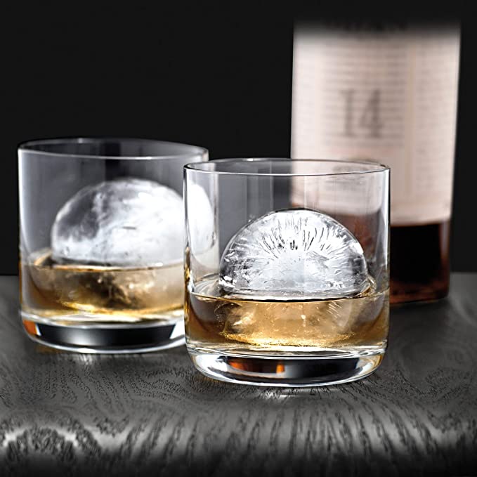 Ice Sphere Molds (2-Pack) Smooth, Round Balls for Whiskey, Scotch, Cocktails and Non-Alcoholic Beverages, Fun, Reusable, Ecofriendly and Freezer Safe