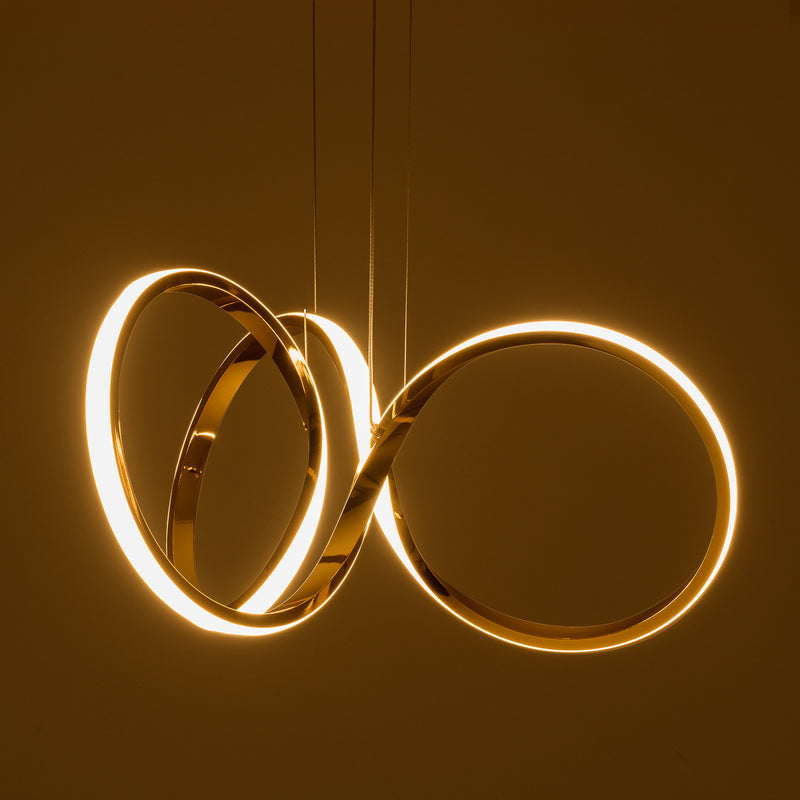 Modern LED Chandeliers, 3000K Dimmable Curved Irregular Ring Ceiling Light, Circular Pendant Light Fixture, Contemporary Hanging Lamp for Dining Room, Living Room, Bedroom, Kitchen Island and Entryway (Gold)