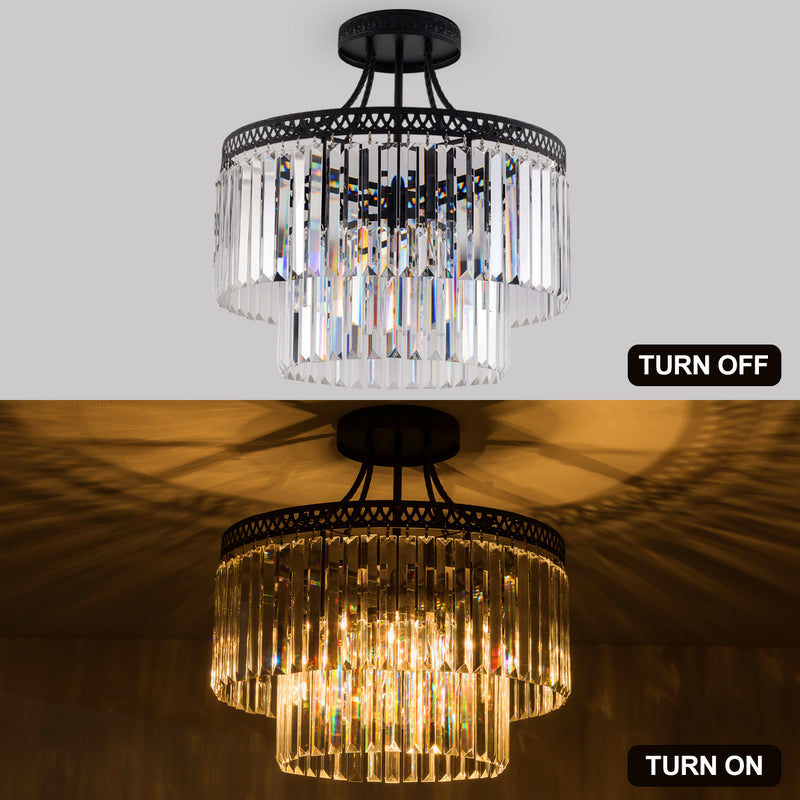 Modern Crystal Chandeliers, 20.5" Round Crystals Chandelier, Luxury Ceiling Light Fixture, Crystal Pendant Lamp,Contemporary 6-Light Pendant Lights for Dinning Room Living Room Kitchen Hotel Foyer