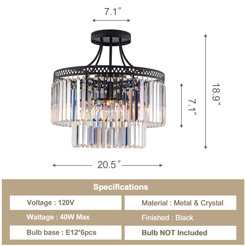 Modern Crystal Chandeliers, 20.5" Round Crystals Chandelier, Luxury Ceiling Light Fixture, Crystal Pendant Lamp,Contemporary 6-Light Pendant Lights for Dinning Room Living Room Kitchen Hotel Foyer