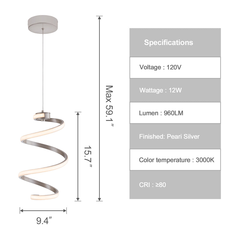 Modern LED Chandeliers, 3000K Dimmable Curved Irregular Pendant Lights, Contemporary Ceiling Light Fixture for Dining Room, Living Room, Bedroom, Kitchen Island and Entryway