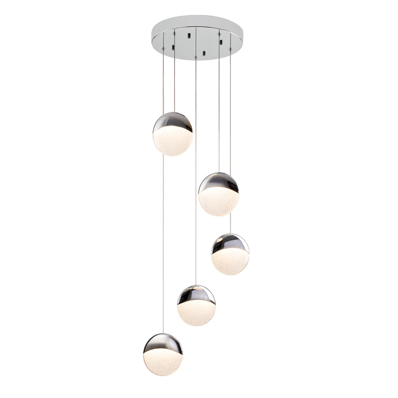 Modern Pendant Lights, 5-Light LED Chandeliers, Contemporary Acrylic Globe Pendant Light Fixtures for Living Room, Bedroom, Kitchen Island and Entryway