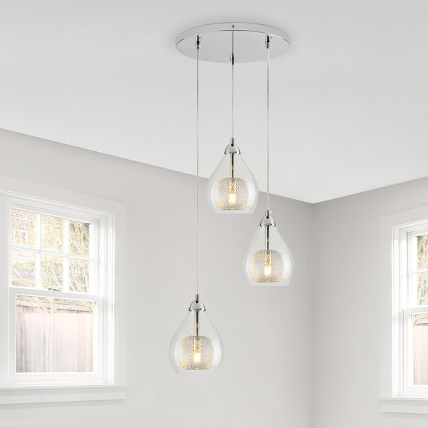 Pendant Lights, 3-Light Chandeliers, Contemporary  Glass Globe Pendant Light Fixtures for Living Room, Bedroom, Kitchen Island and Entryway