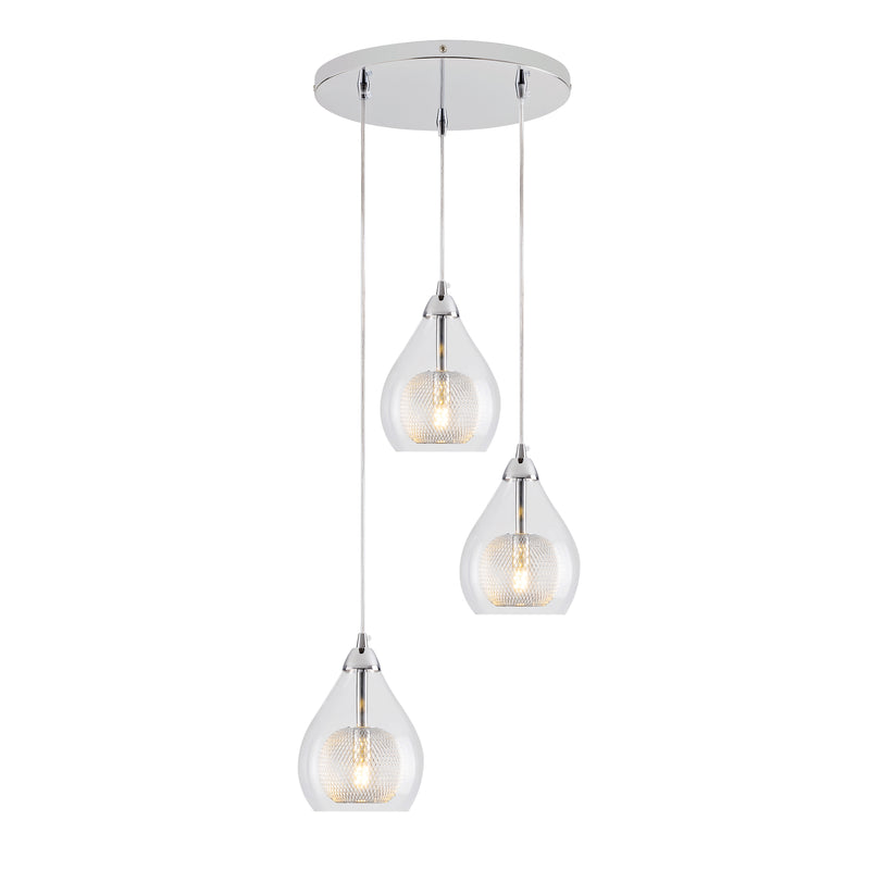 Pendant Lights, 3-Light Chandeliers, Contemporary  Glass Globe Pendant Light Fixtures for Living Room, Bedroom, Kitchen Island and Entryway