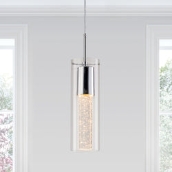 Modern Pendant Lights, Pendant Lighting for Kitchen Island with Chromed Finished, Chandeliers with Bubble Glass for Living Room Dining Room Hallway