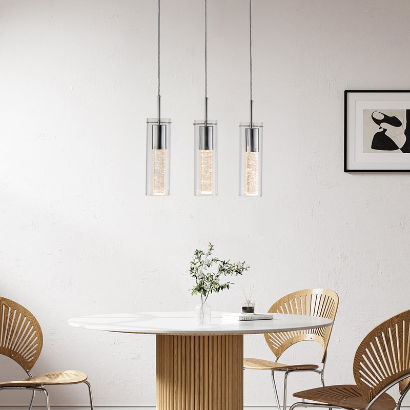 Modern Pendant Lights, Pendant Lighting for Kitchen Island with Chromed Finished, Chandeliers with Bubble Glass for Living Room Dining Room Hallway