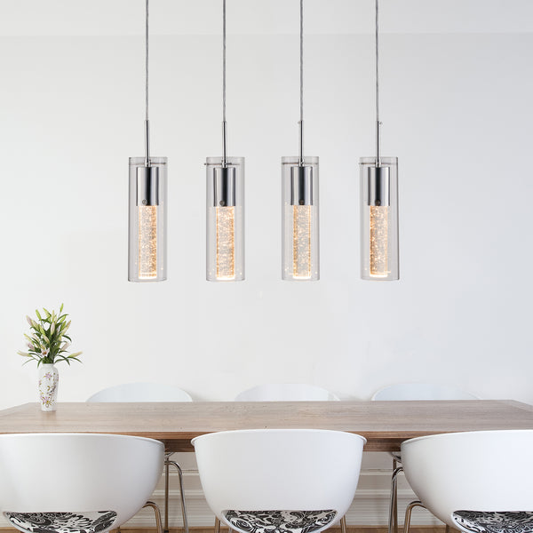 Modern Pendant Lights, Pendant Lighting for Kitchen Island with Chromed Finished, Chandeliers with Bubble Glass for Living Room Dining Room Hallway