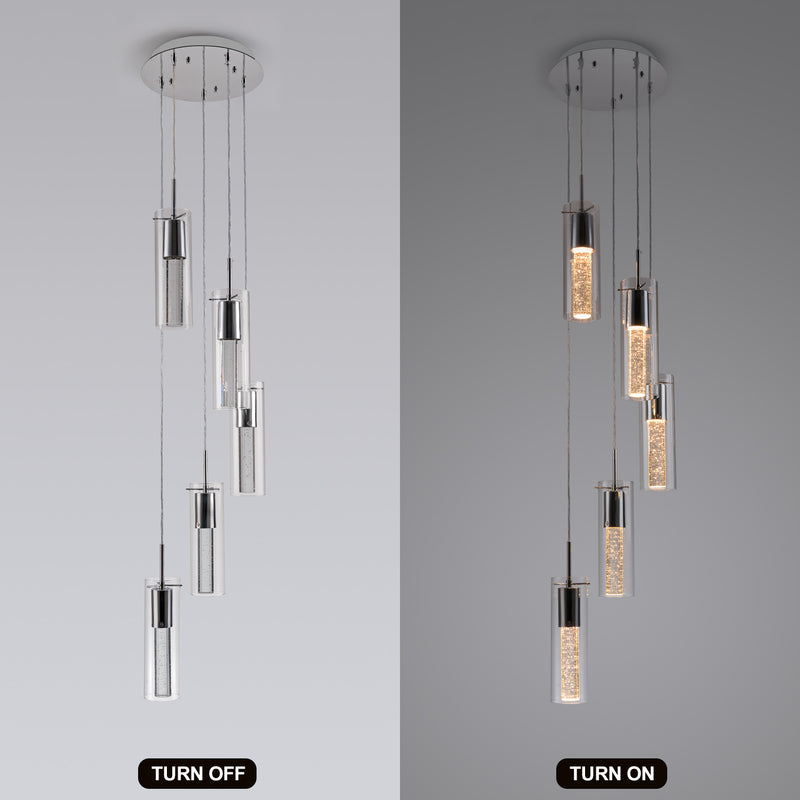 Modern Pendant Lights, Pendant Lighting for Kitchen Island with Chromed Finished, Chandeliers with Bubble Glass for Living Room Dining Room Hallway