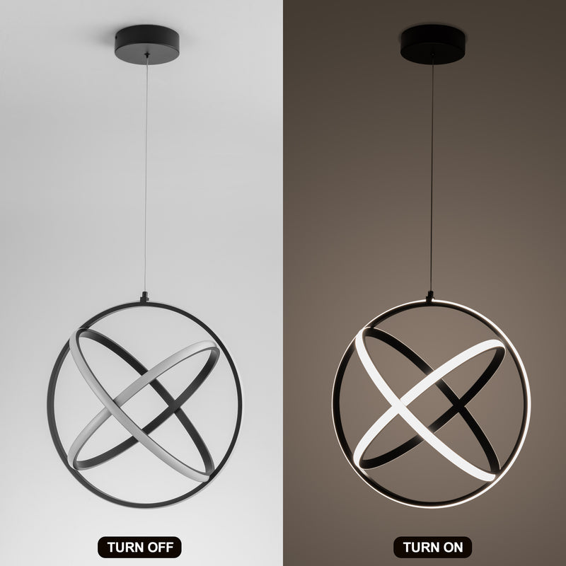 Modern LED Pendant Lights, Contemporary Dimmable Chandeliers, Adjustable Circle 3 Rings Ceiling light Fixture, Creative 4500K Pendant Light for Dining Room Living room Bedroom Kitchen Island Hall