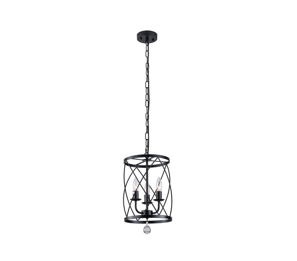 Modern Drum-Shaped Chandeliers 3-Light Matte Black Creative Farmhouse Chandelier Cage Style Ceiling Light Fixtures