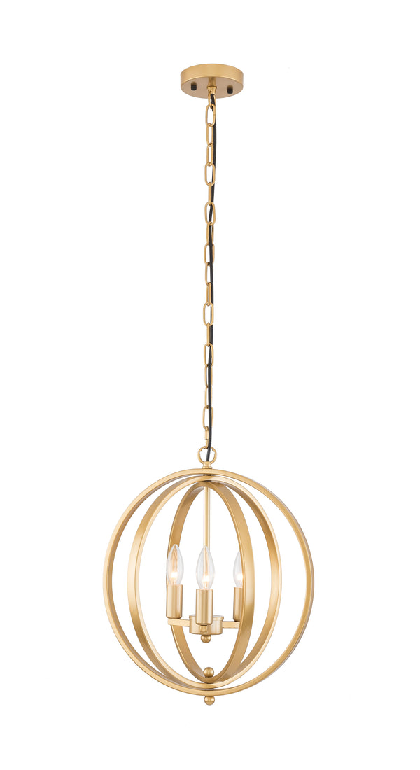 Modern Cage Gold Farmhouse Chandeliers, 3-Light Chandelier Ceiling Light Fixture