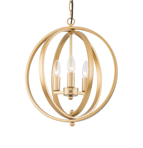 Modern Cage Gold Farmhouse Chandeliers, 3-Light Chandelier Ceiling Light Fixture