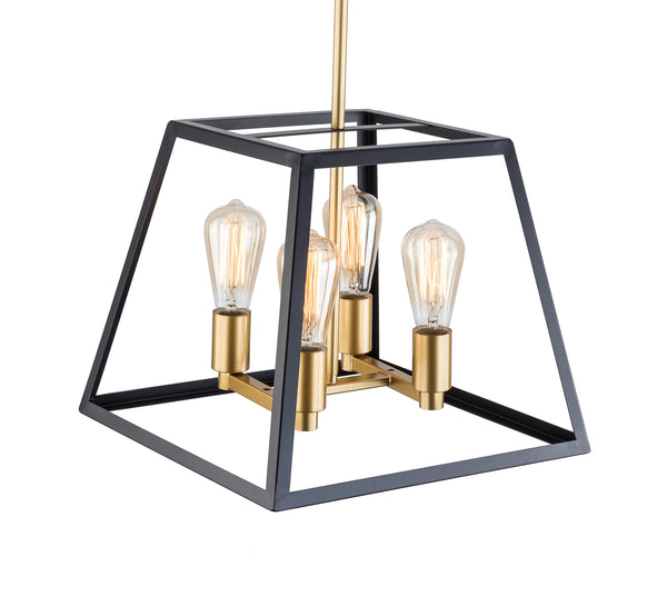 Modern Farmhouse Geometric Chandeliers, 4-Light Black Ceiling Light Fixture Kitchen Island Chandelier