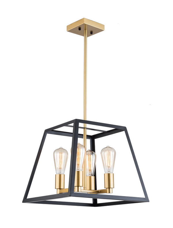 Modern Farmhouse Geometric Chandeliers, 4-Light Black Ceiling Light Fixture Kitchen Island Chandelier