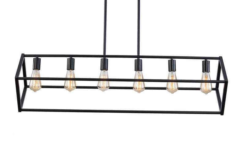 6-Light Black Chandelier Ceiling Light with Adjustable, Modern Rectangle Farmhouse Chandeliers