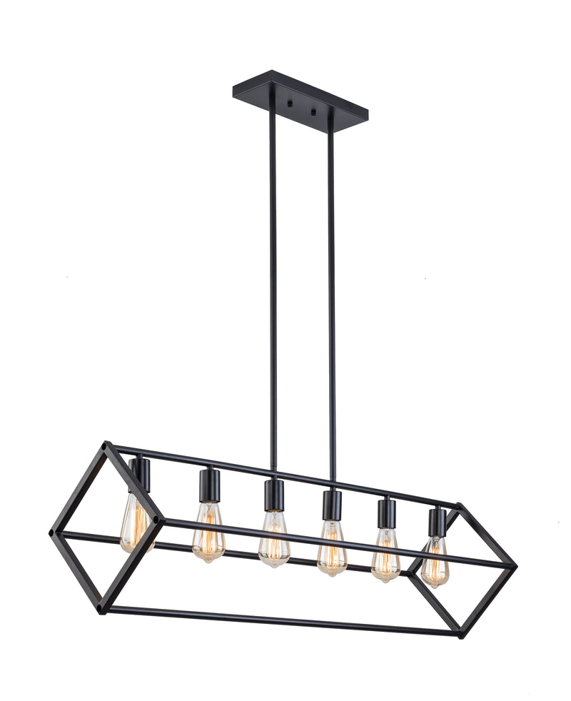 6-Light Black Chandelier Ceiling Light with Adjustable, Modern Rectangle Farmhouse Chandeliers