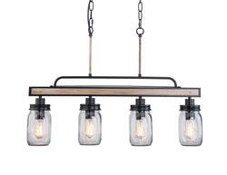 4-Light Chandeliers Kitchen Light Fixture, Farmhouse Chandelier with Seeded Glass Shade