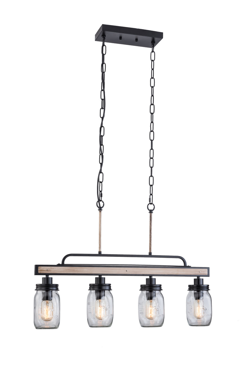 4-Light Chandeliers Kitchen Light Fixture, Farmhouse Chandelier with Seeded Glass Shade