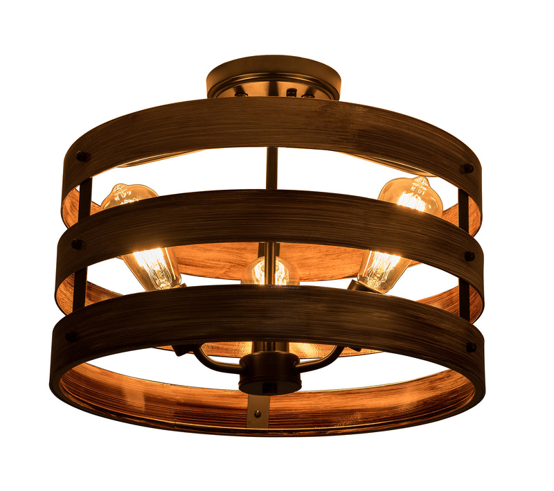 3-Light Modern Wood Finish Drum Chandeliers Ceiling Lights Chandelier Farmhouse Light Fixtures