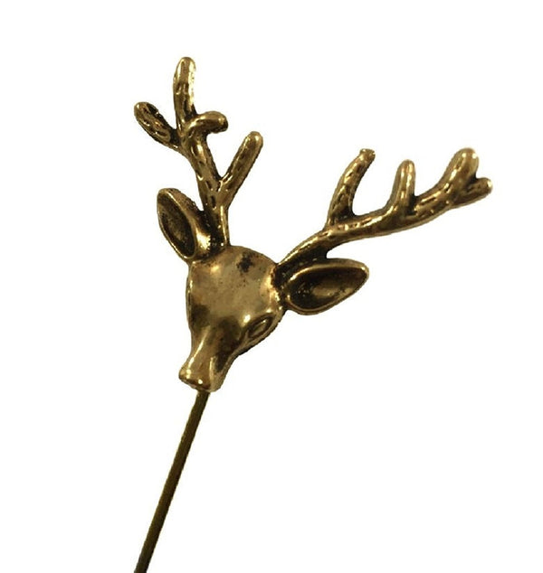 Men's Deer Reindeer Buck Head Lapel Stick Pin for Formal Wear