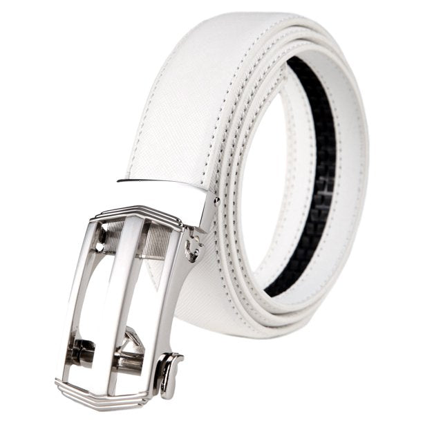 Men's Leather Automatic Buckle Ratchet Dress Belt for Men Perfect Fit Waist Size Up to 46"-Functional, Stylish and Durable