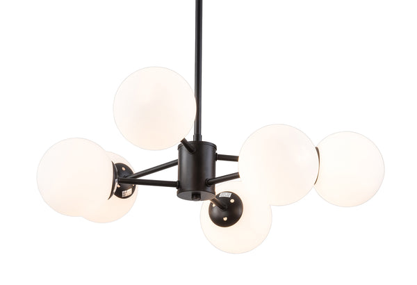 Modern Globe Chandeliers, 6-Light Black Ceiling Light Fixture With Glass Shade, Farmhouse Chandelier Pendant