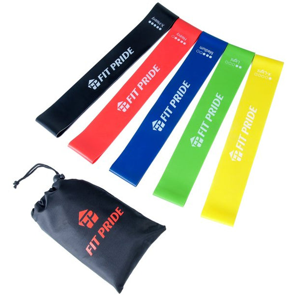 Fit Pride Resistance Bands, Workout bands, Exercise Bands with 5 Sets of Different Tension Level for Physical Therapy, Strength Training and Home Workout with Carry Bag