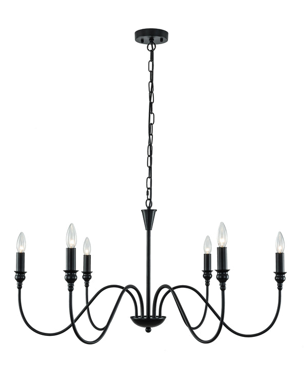 Modern Farmhouse Chandelier 6 Lights Rustic Chandeliers Candle Ceiling Light Fixture Flush Mount Light Fixture